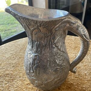 Arthur Court Elephant Handle Water Pitcher 1979 Collectible Rare 10"